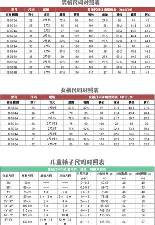 168男士牛仔裤尺码对照表